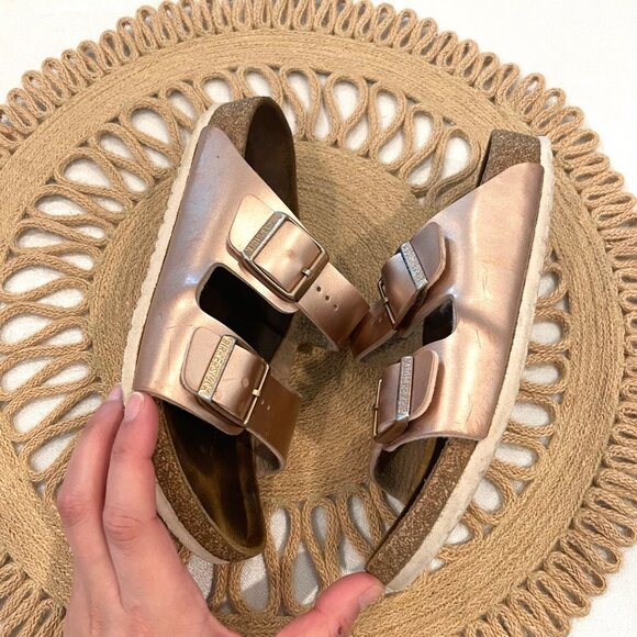 Birkenstock Arizona Kids Birko-Flor Electric Metallic Copper Sandals EU 34/ US 3 - Picture 6 of 13